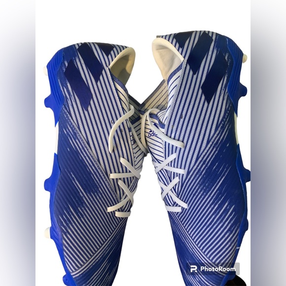NWT Adidas Nemiziz 19.2 FG Soccer Cleats Color: White/ Royal Blue Men’s Size 12 - Picture 5 of 11